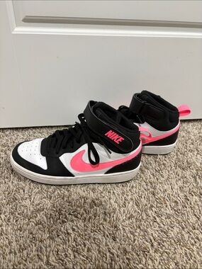 Nike High-Top Sneakers in Black, White & Pink Accent